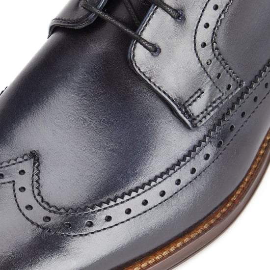 Base London Havisham Leder Herren Derby Schuhe in Marineblau - Image 5