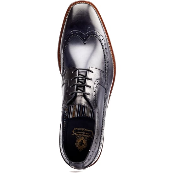 Base London Havisham Leder Herren Derby Schuhe in Marineblau - Image 6