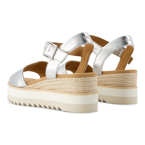 TOMS Diana Leder Damen Silber Wedges - Image 2