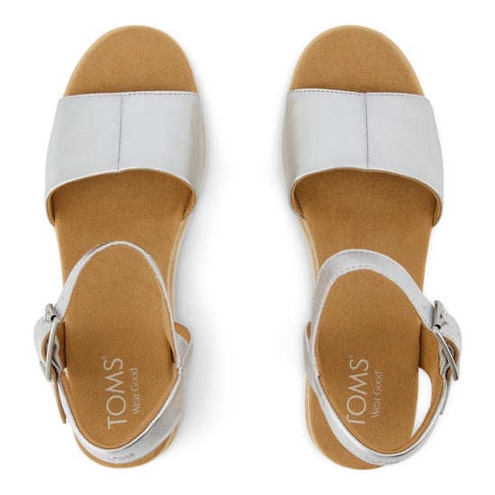 TOMS Diana Leder Damen Silber Wedges - Image 4