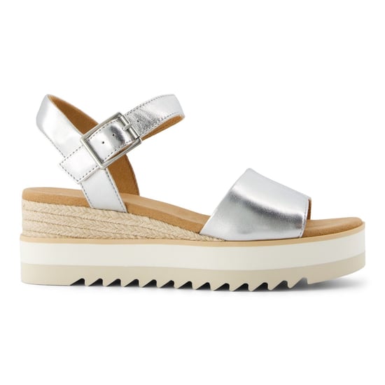 TOMS Diana Leder Damen Silber Wedges - Image 5