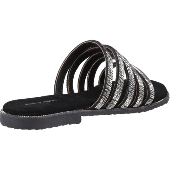 Hush Puppies Paris Slide Wildleder Damen Schwarz/Silber Sandalen - Image 2