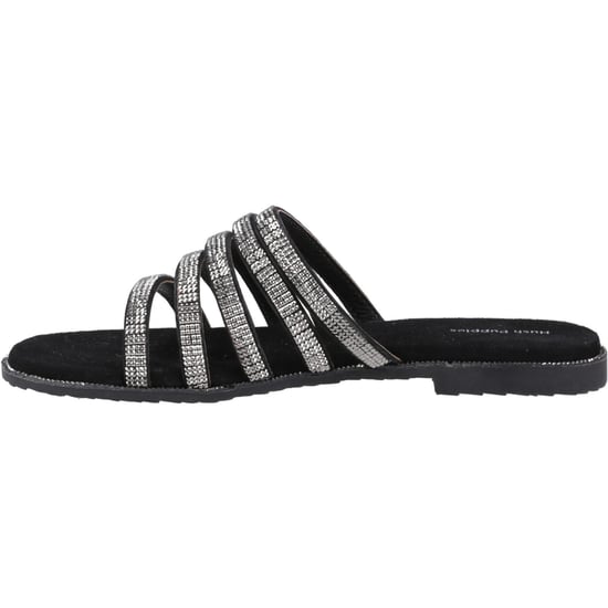 Hush Puppies Paris Slide Wildleder Damen Schwarz/Silber Sandalen - Image 4