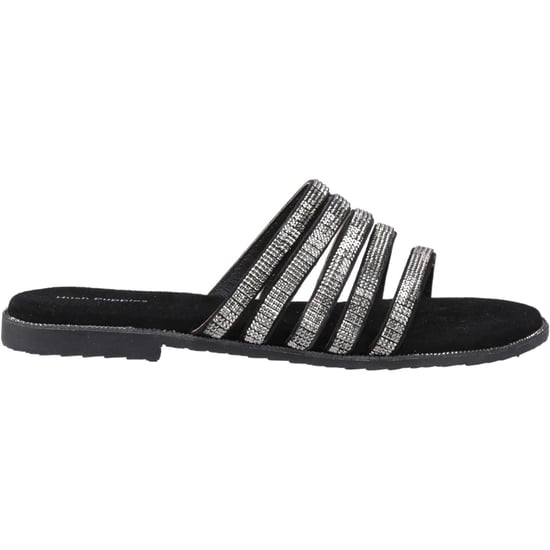Hush Puppies Paris Slide Wildleder Damen Schwarz/Silber Sandalen - Image 5