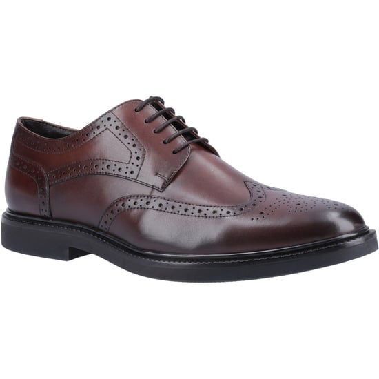 Hush Puppies Kingston Leder Herren Schokoladen Brogues Schuhe - Image 1