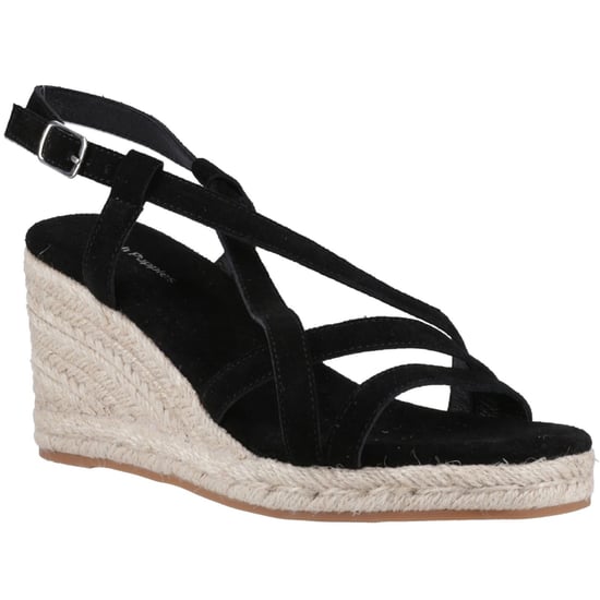 Hush Puppies Jenny Espadrille Keilabsatz Wildleder Damen Schwarz Wedges - Image 1