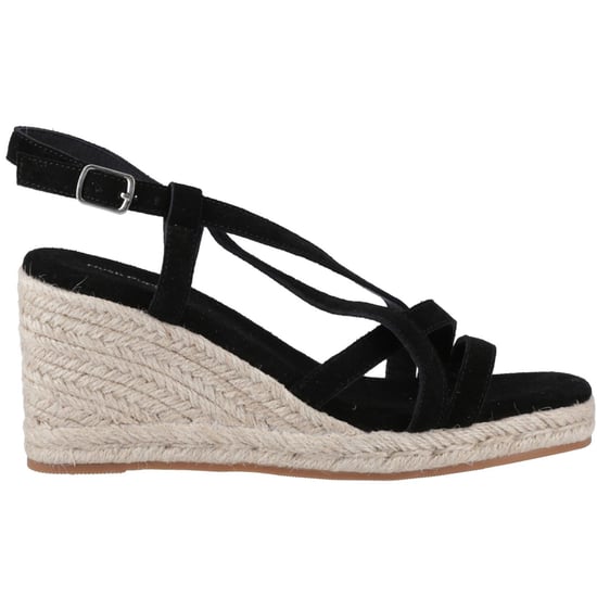 Hush Puppies Jenny Espadrille Keilabsatz Wildleder Damen Schwarz Wedges - Image 5