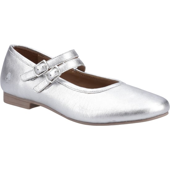 Hush Puppies Nancy Mary Jane Leder Damen Silber Ballerinas - Image 1