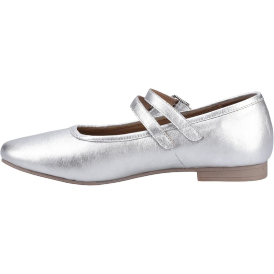 Hush Puppies Nancy Mary Jane Leder Damen Silber Ballerinas - Image 4