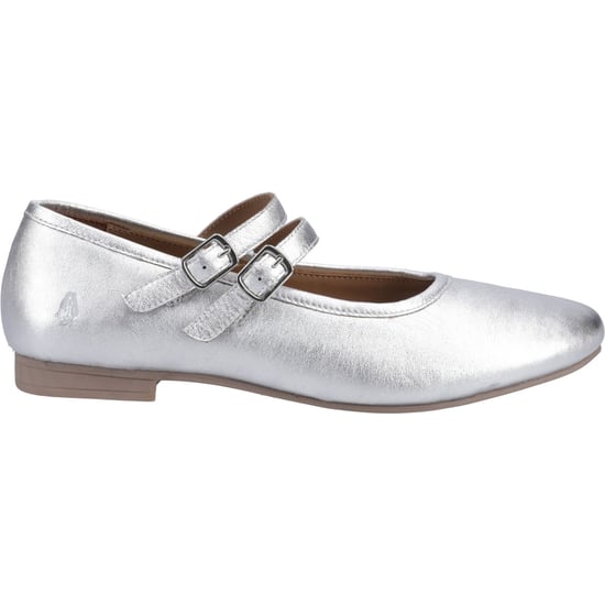 Hush Puppies Nancy Mary Jane Leder Damen Silber Ballerinas - Image 5