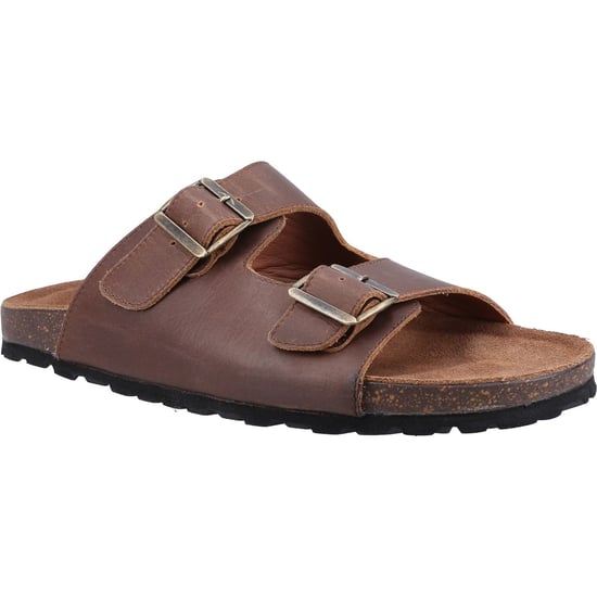 Hush Puppies Nash Slider Leder Herren Braun Sandalen - Image 1