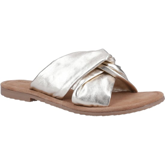 Hush Puppies Amy Weite Passform Leder Damen Goldsandalen - Image 1