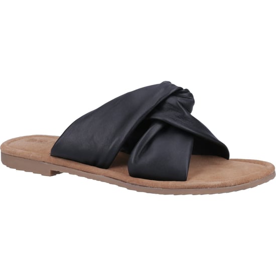 Hush Puppies Amy Weit geschnittene Leder Damen schwarze Sandalen - Image 1