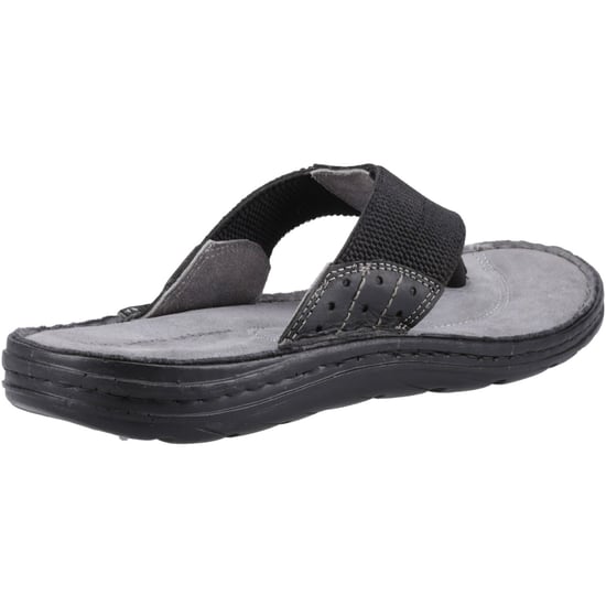 Hush Puppies Alan Toepost Leder Herren Schwarz Flip-Flops - Image 2