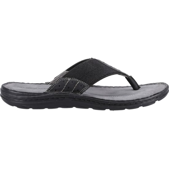Hush Puppies Alan Toepost Leder Herren Schwarz Flip-Flops - Image 5