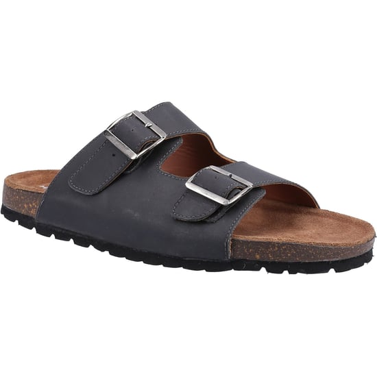Hush Puppies Nash Slider Leder Herren Schwarz Sandalen - Image 1