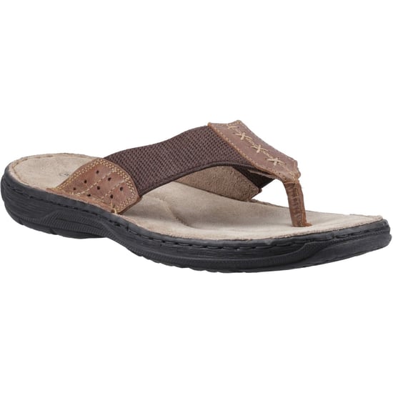 Hush Puppies Alan Zehentrenner Leder Herren Tan Flip-Flops - Image 1