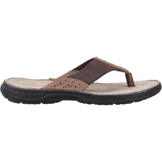 Hush Puppies Alan Zehentrenner Leder Herren Tan Flip-Flops - Image 5