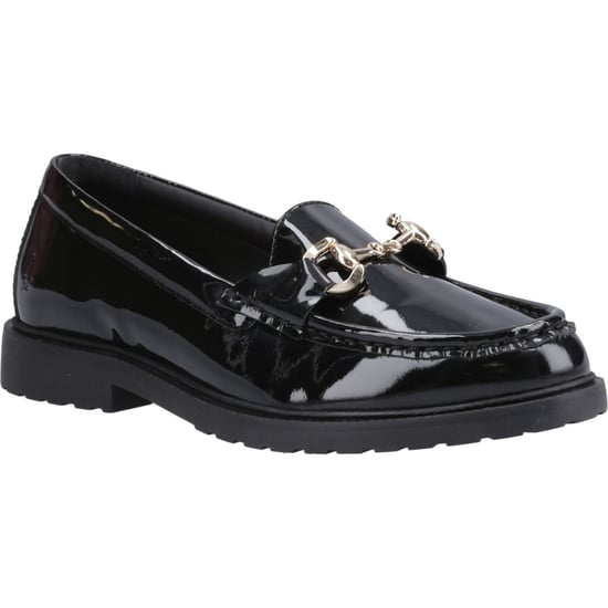 Hush Puppies Verity Patent Snaffle Leder Damen Schwarz Slipper - Image 1