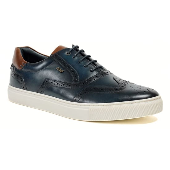 Pod Dobbs Leder Herren Marineblau Brogues Schuhe - Image 1