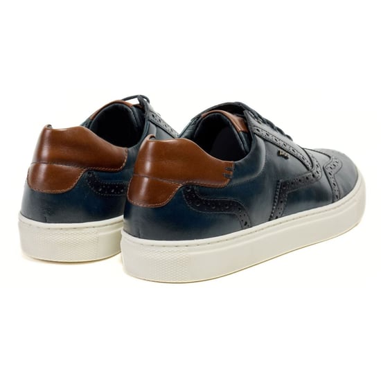 Pod Dobbs Leder Herren Marineblau Brogues Schuhe - Image 2