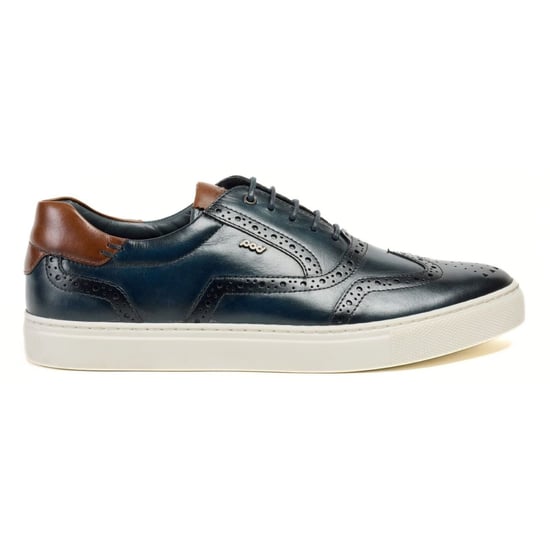 Pod Dobbs Leder Herren Marineblau Brogues Schuhe - Image 4