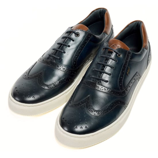 Pod Dobbs Leder Herren Marineblau Brogues Schuhe - Image 5