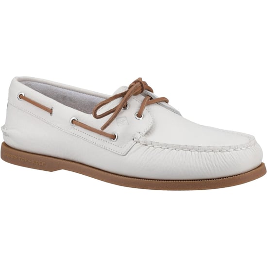 Sperry Authentische 2-Eye Leder Herren Bootsschuhe Weiß/Gummi - Image 1