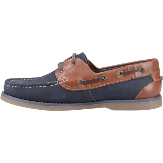 Hush Puppies Wilson Leather Men's Navy/Tan Boat Shoes - Image 4