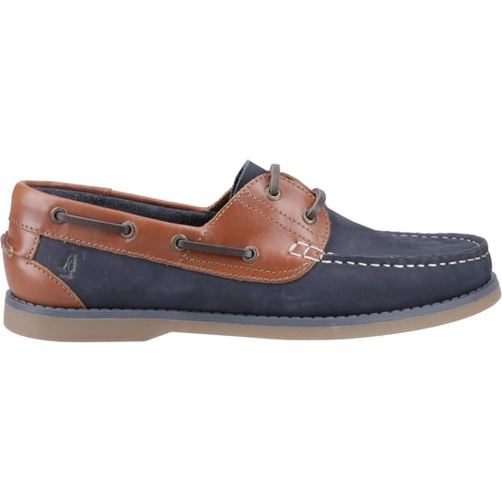Hush Puppies Wilson Leather Men's Navy/Tan Boat Shoes - Image 5