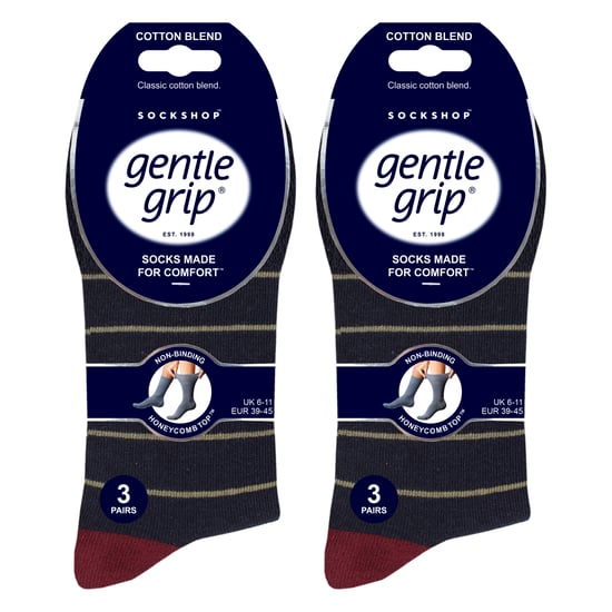 6er-Pack elastische Socken aus Baumwolle mit Quadratmuster für schlechte Durchblutung - Image 2