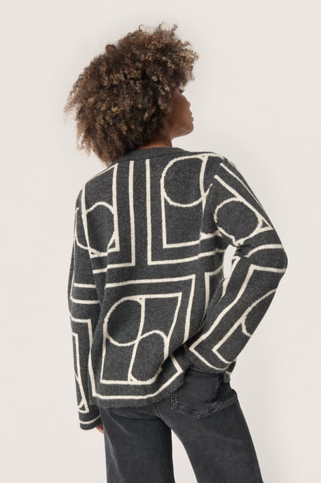 Strickpullover Gerade Passform black offwhite - Image 3
