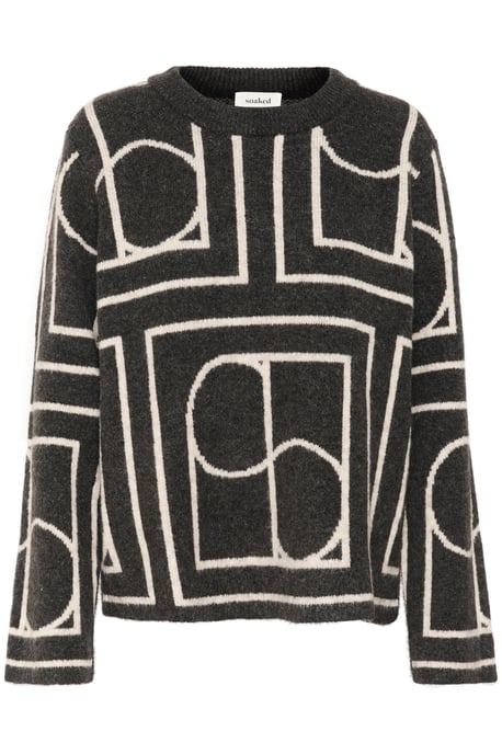 Strickpullover Gerade Passform black offwhite - Image 4
