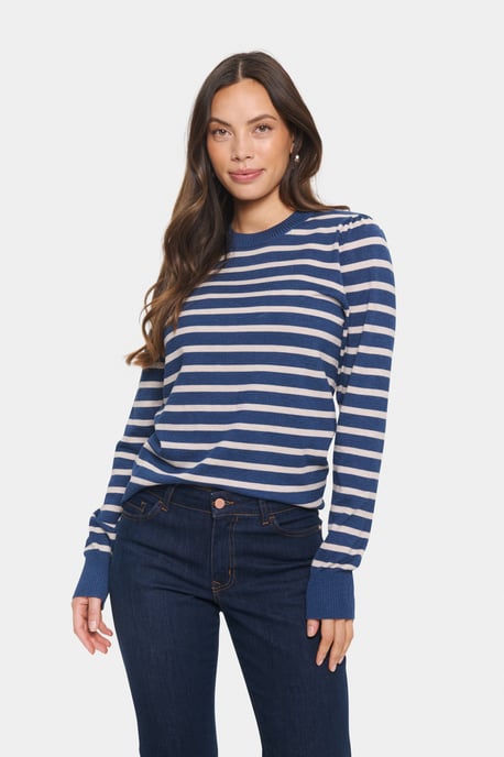 Strickpullover Gerade Passform blue white - Image 4