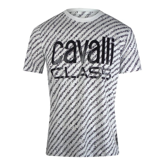 Cavalli Class - Weißes T-shirt Mit Fettem Logo-schriftzug - Image 1