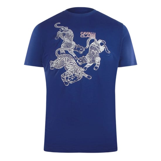 Cavalli Class T-shirt Mit Paisley-leoparden-logo, Blau - Image 1