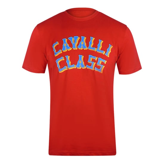 Cavalli Class - Rotes T-shirt Mit Mehrlagigem Logo - Image 1