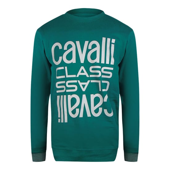 Cavalli Class - Ottanio - Sweatshirt Mit Rundhalsausschnitt Und Kräftigem Multi-logo In Grün - Image 1