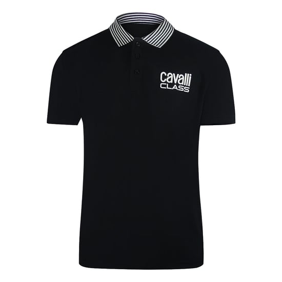 Cavalli Class - Schwarzes Poloshirt Mit Gestreiftem Kragen - Image 1
