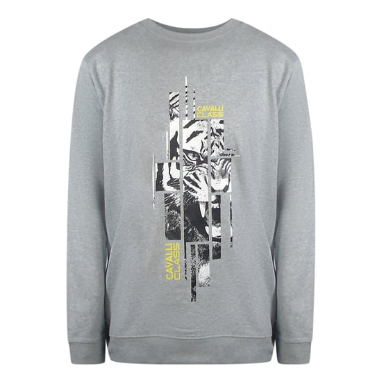 Cavalli Class - Graues Sweatshirt Mit Zersplittertem Tiger-print - Image 1