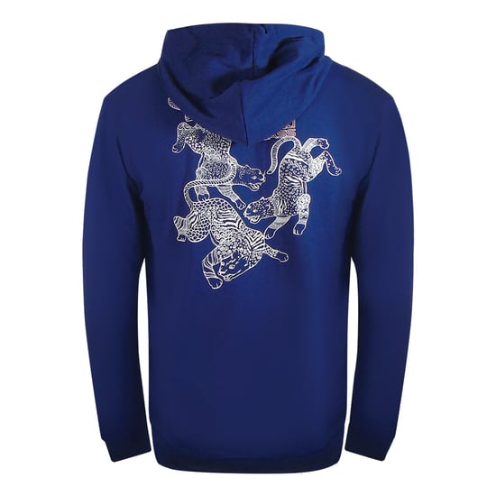 Cavalli Class - Kapuzenpullover Mit Reißverschluss Im Traditionellen Leoparden-design In Irisblau - Image 2