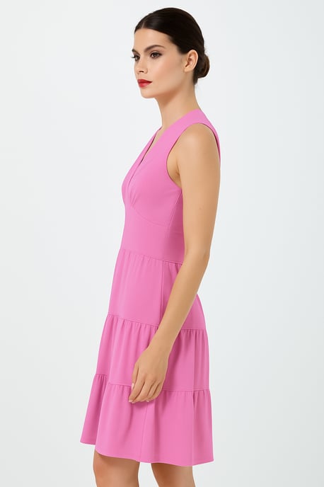 Ärmelloses Jerseykleid mit V-Ausschnitt in Orchidee - Image 3