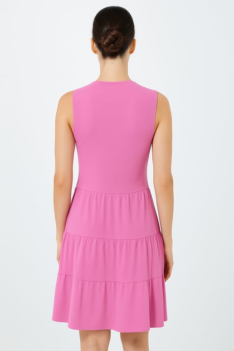 Ärmelloses Jerseykleid mit V-Ausschnitt in Orchidee - Image 4