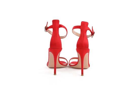 Gianvito Rossi Portofino 100 mit Kristallen verzierte rote Satin-Sandalen - Image 3