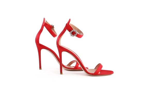 Gianvito Rossi Portofino 100 mit Kristallen verzierte rote Satin-Sandalen - Image 4