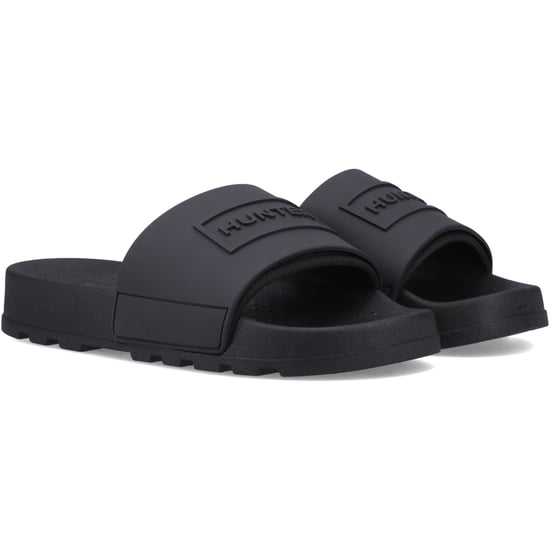 Hunter Core Geprägte Slider Polyester Schwarz Slipper - Image 1