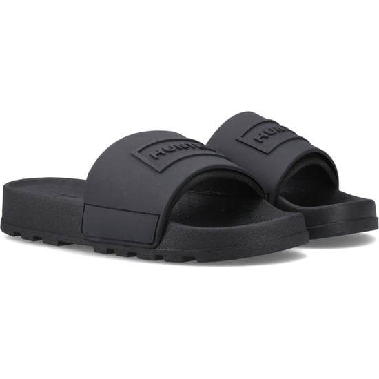 Hunter Core Präge-Slider Polyester Damen schwarze Sandalen - Image 1