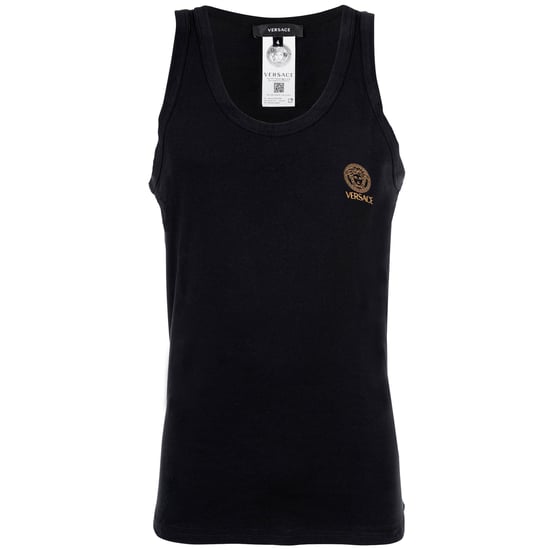Versace T-Shirt Long Sleeves Round Neck Jersey Topeka Bi-Stretch Cotton Organic New Logo Unterhemd - Image 1