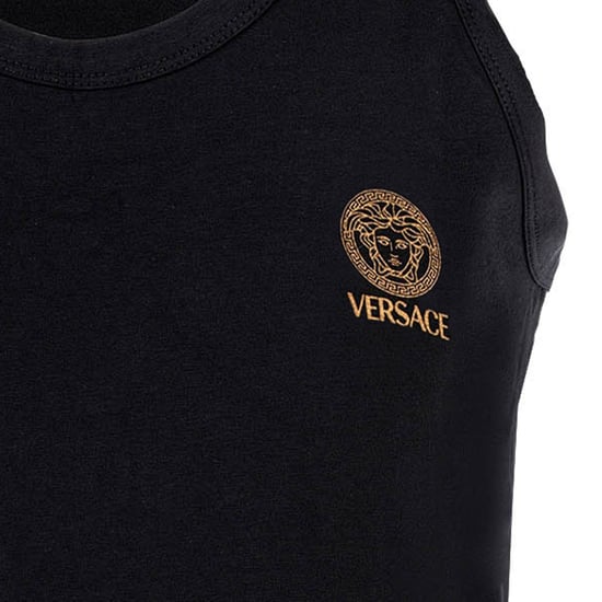 Versace T-Shirt Long Sleeves Round Neck Jersey Topeka Bi-Stretch Cotton Organic New Logo Unterhemd - Image 3