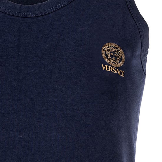 Versace T-Shirt Long Sleeves Round Neck Jersey Topeka Bi-Stretch Cotton Organic New Logo Unterhemd - Image 3